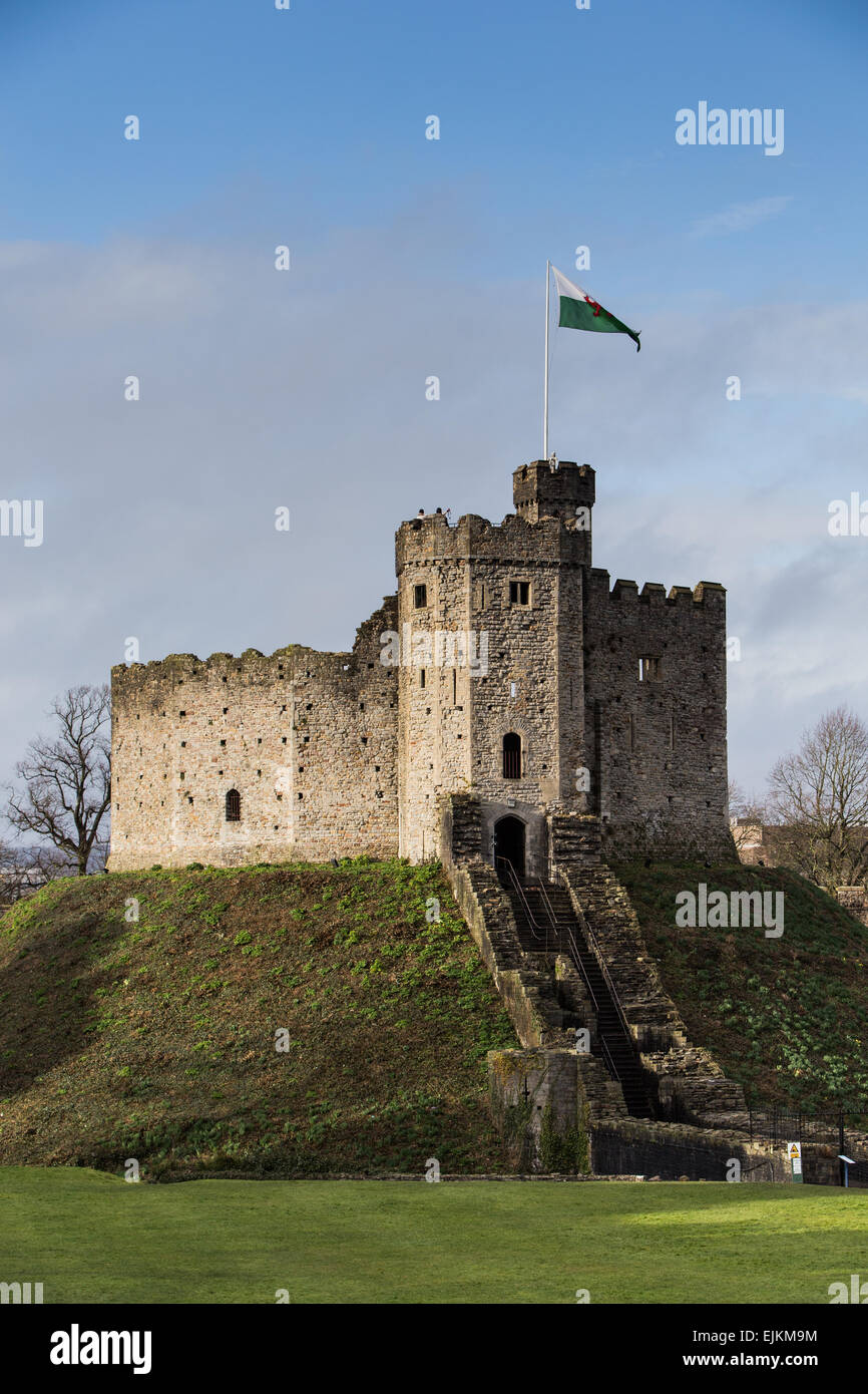 Cardiff Castle, in Cardiff Stadtzentrum, historische Heimat des Marquess of Bute. Stockfoto