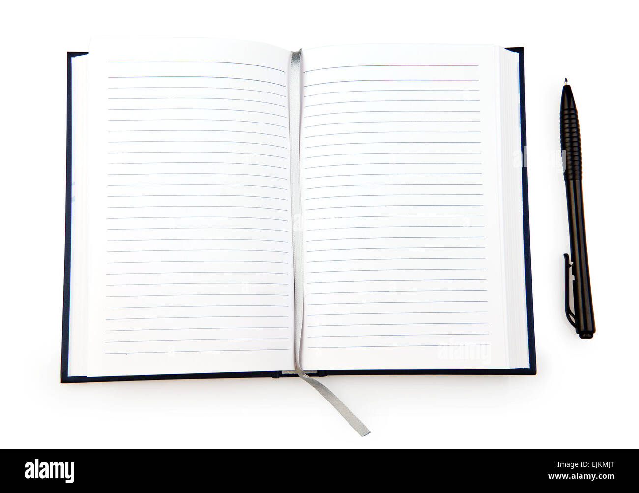 Geöffneten Notizbuch mit Stift Stockfoto