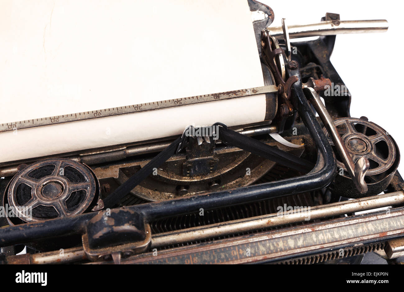 leeres Blatt in einer Schreibmaschine Stockfoto