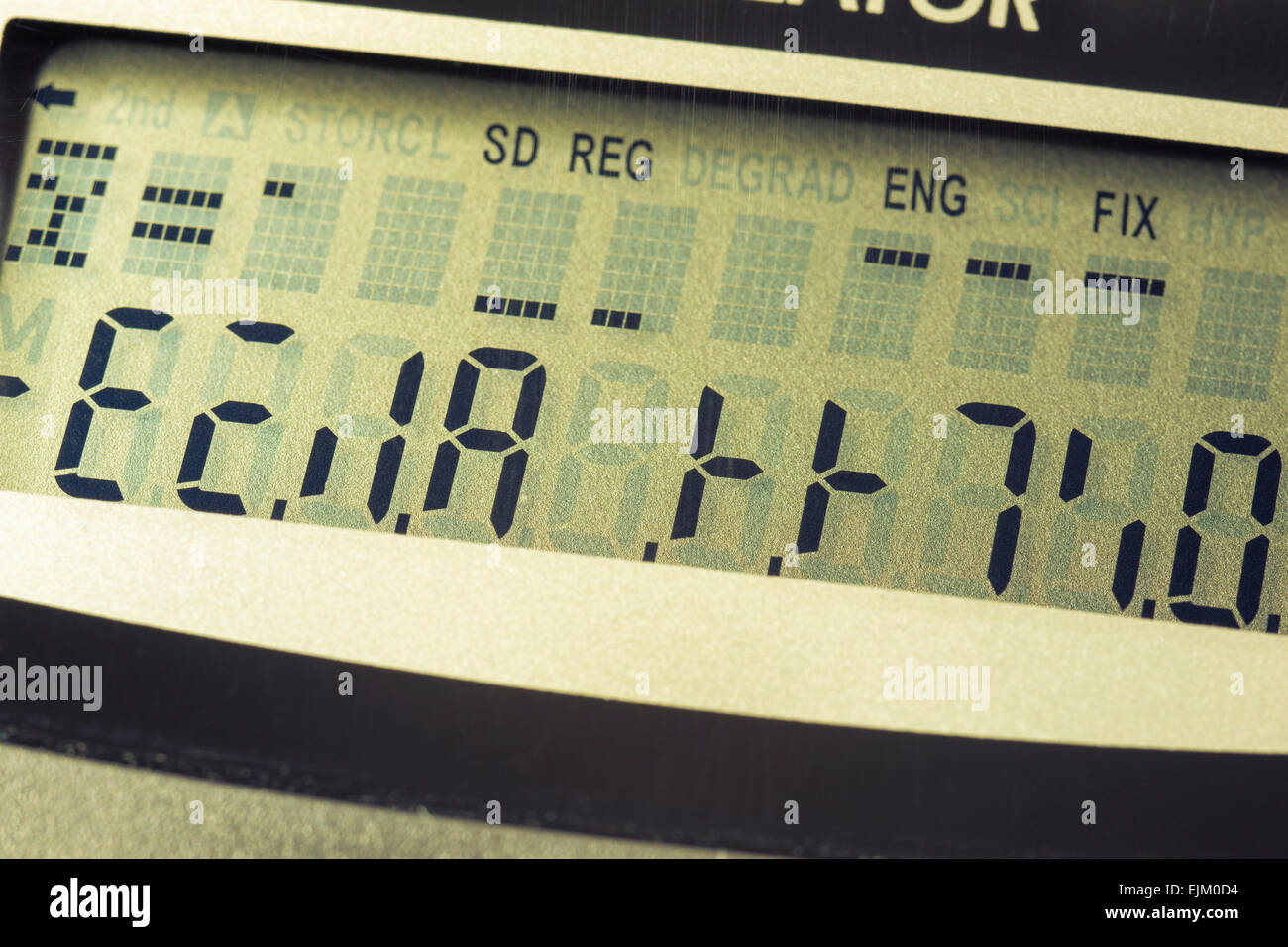 digitalen Rechner-Bildschirm mit verschiedenen falsche Symbole Stockfoto