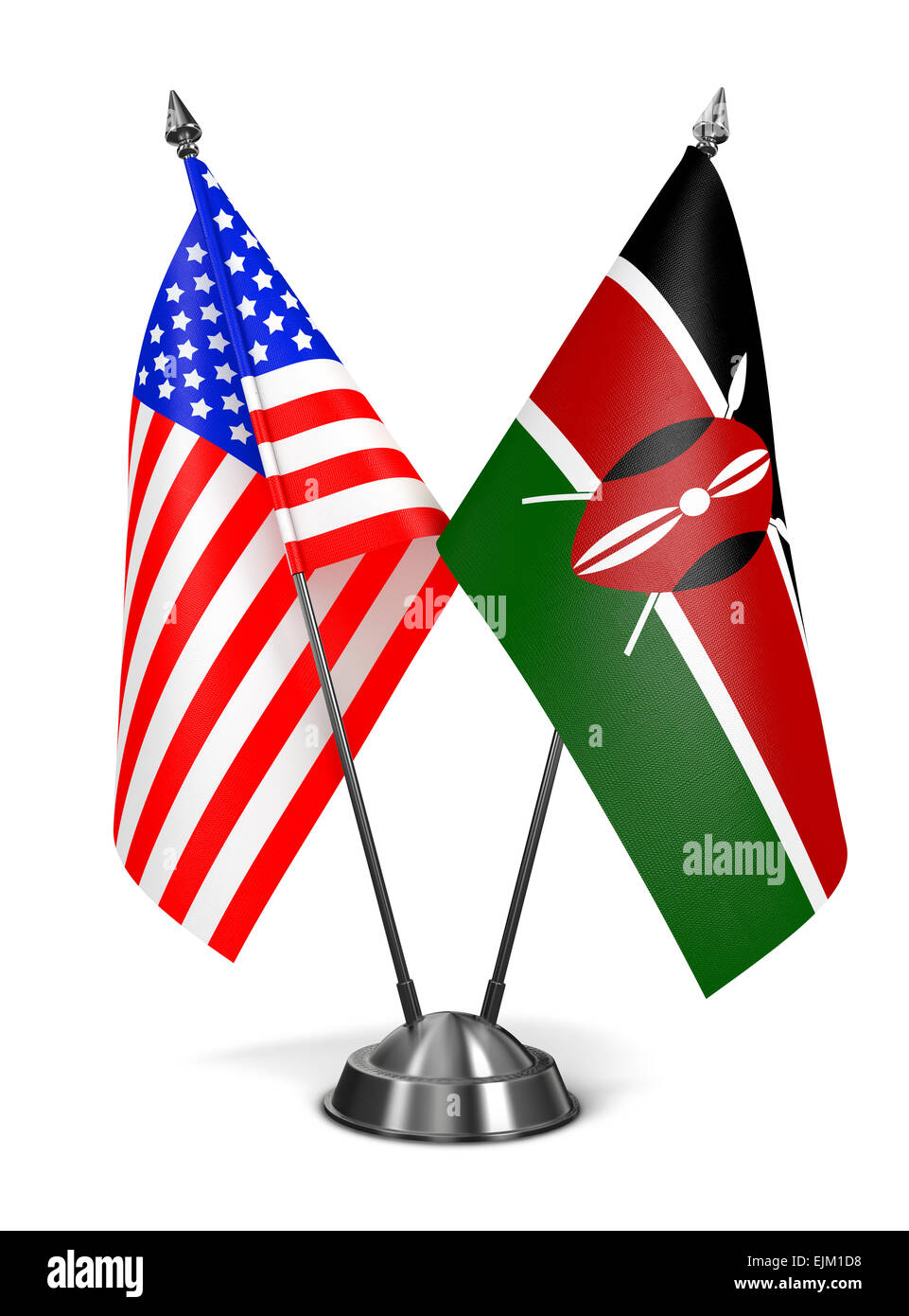 USA und Kenia - Miniatur-Flags. Stockfoto