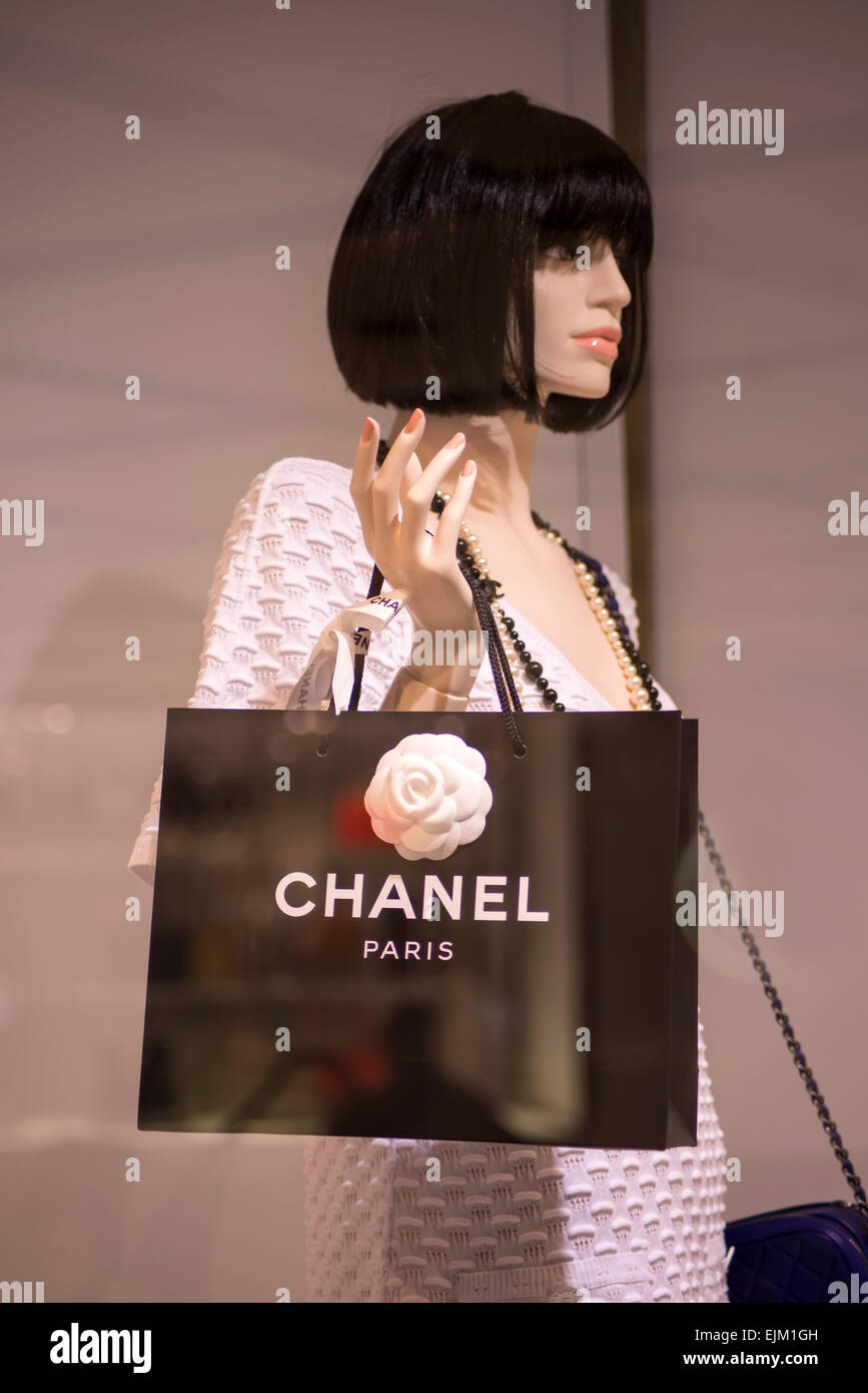 SYDNEY, Australien - 9. Februar 2015: Detail von Chanel Shop in Sidney, Australien. Chanel ist französische Modeunternehmen gegründet Stockfoto