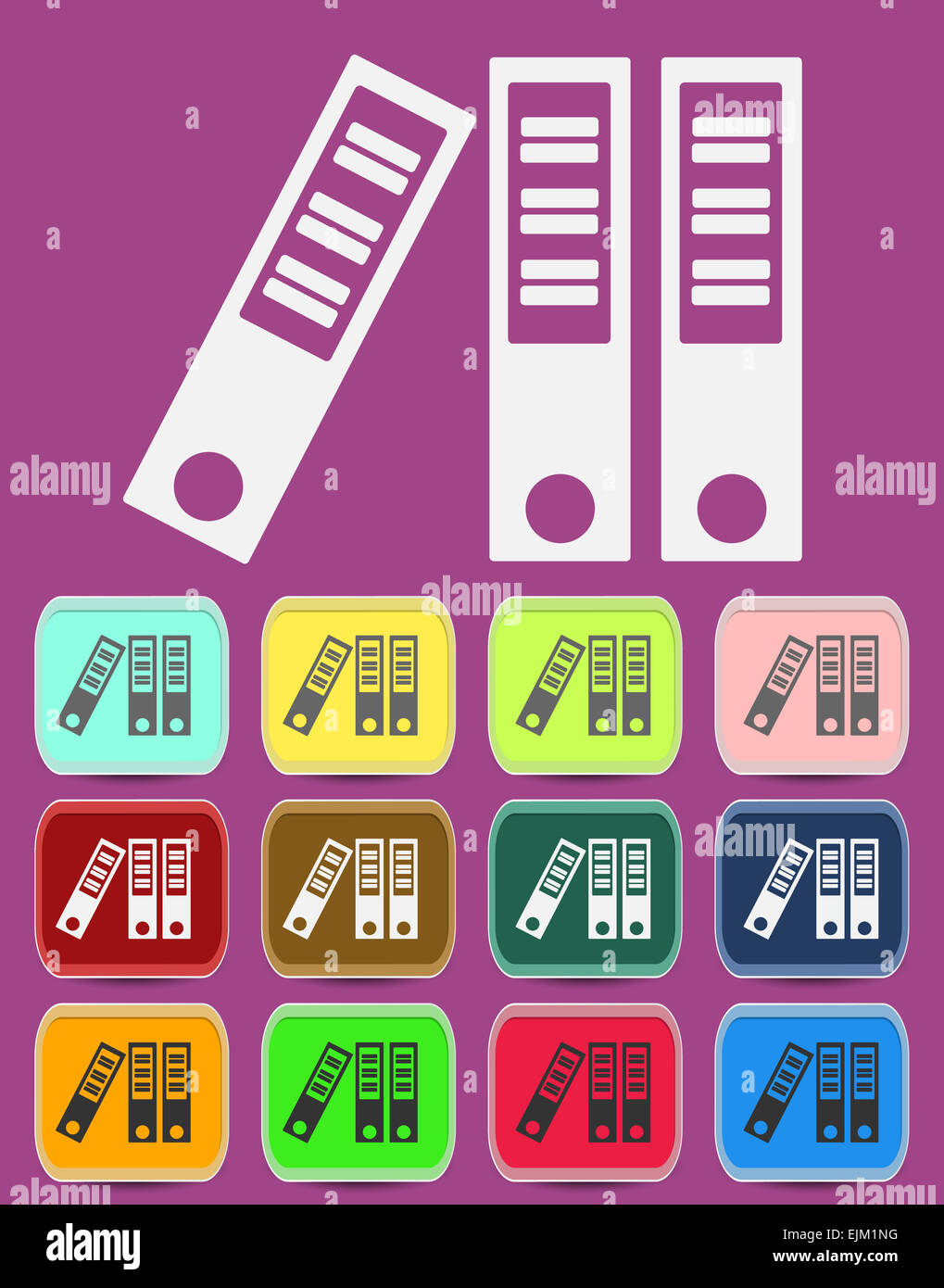 Archiv-Binder-Symbol mit Farb-Variationen Stockfoto