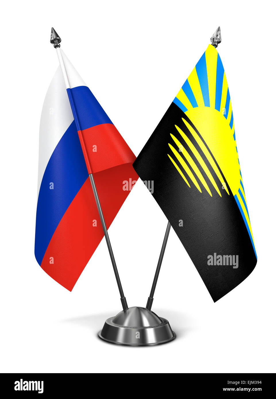 Russland und Donezk - Miniatur-Flags. Stockfoto