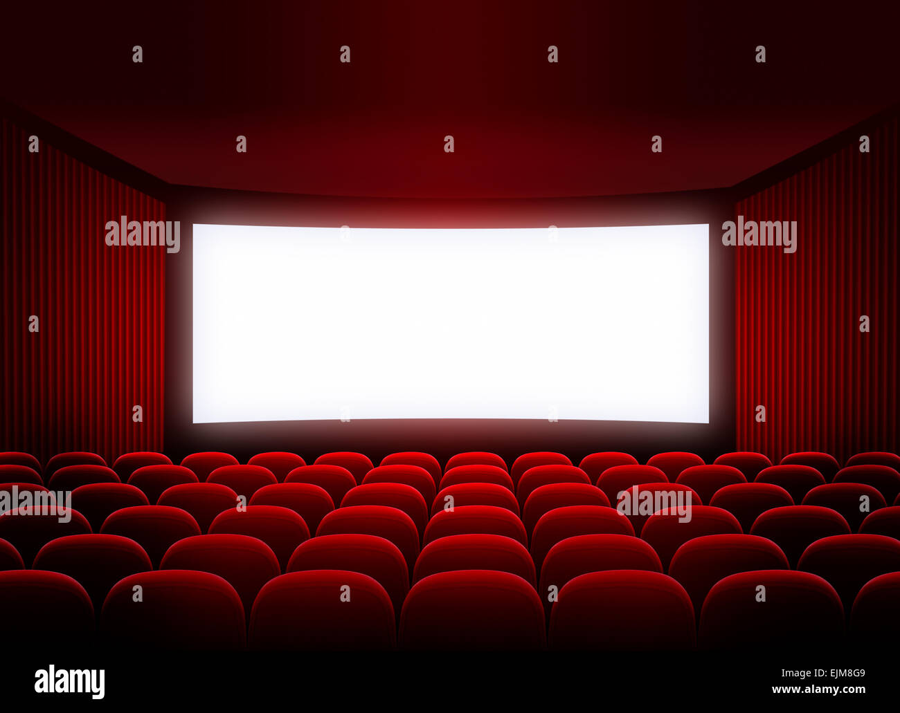 Kinoleinwand in roten Publikum Stockfoto