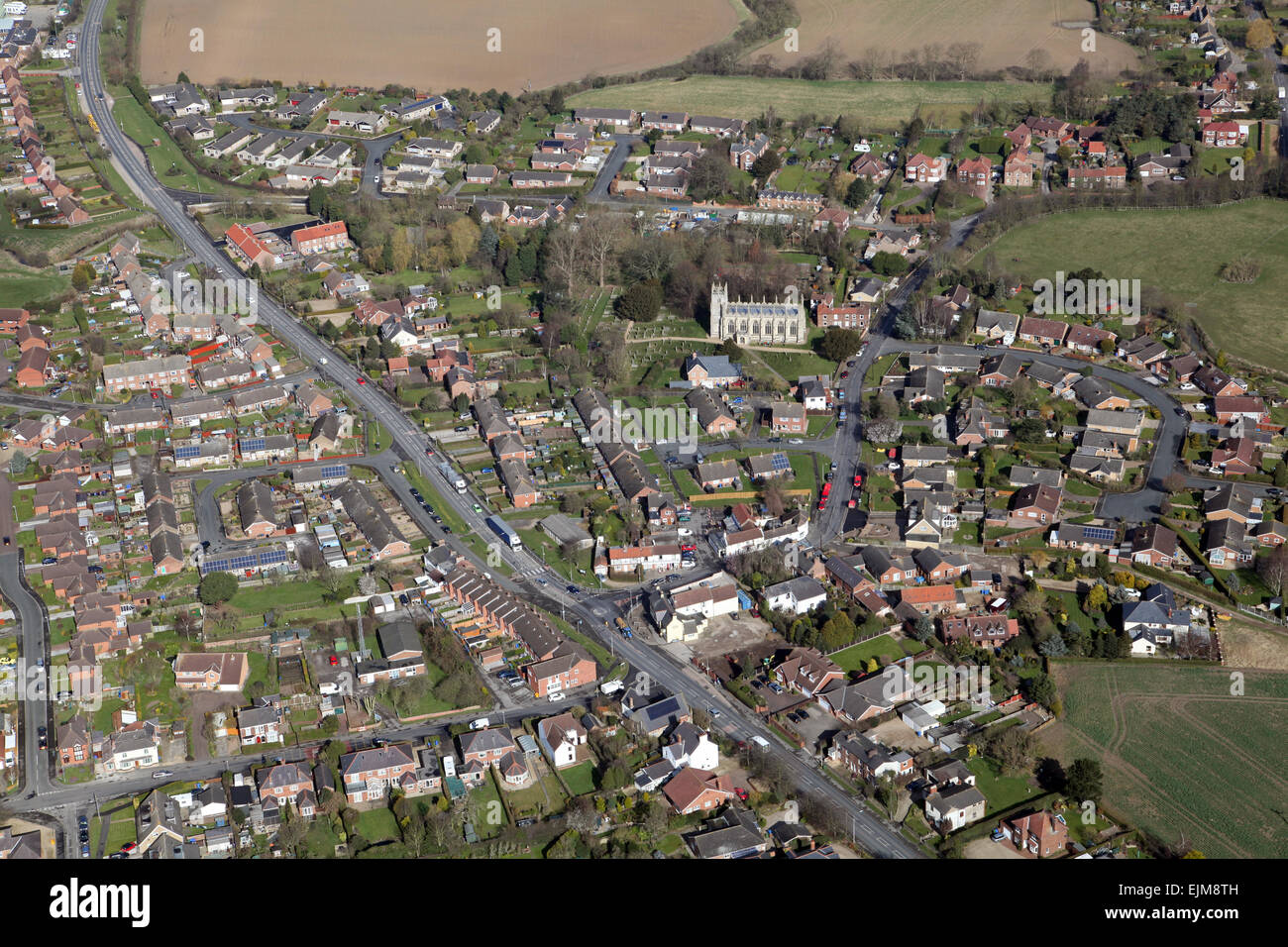 Luftaufnahme des Skirlaugh Dorf in der Nähe von Hull, East Yorkshire, UK Stockfoto