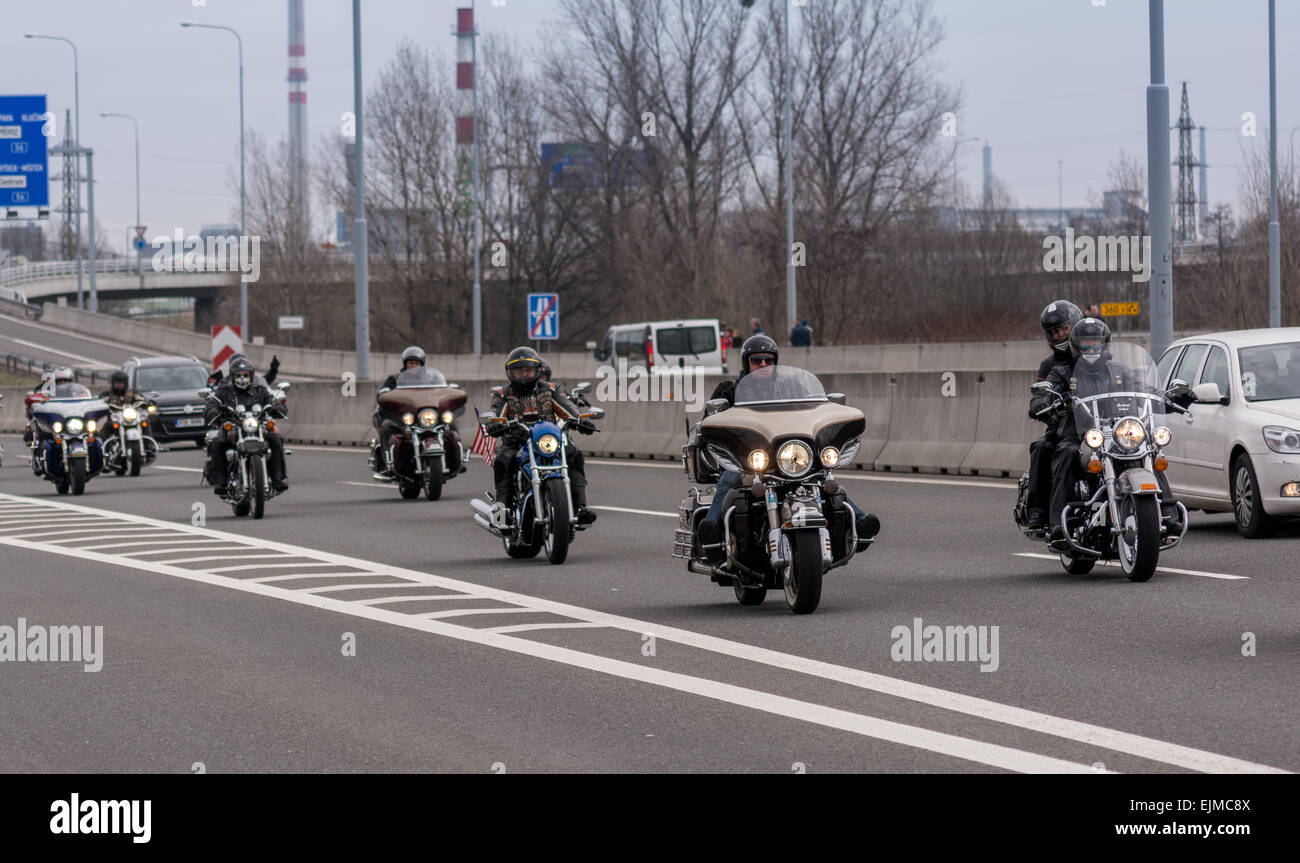 Biker auf american Chopper auf tschechische Autobahn Stockfoto