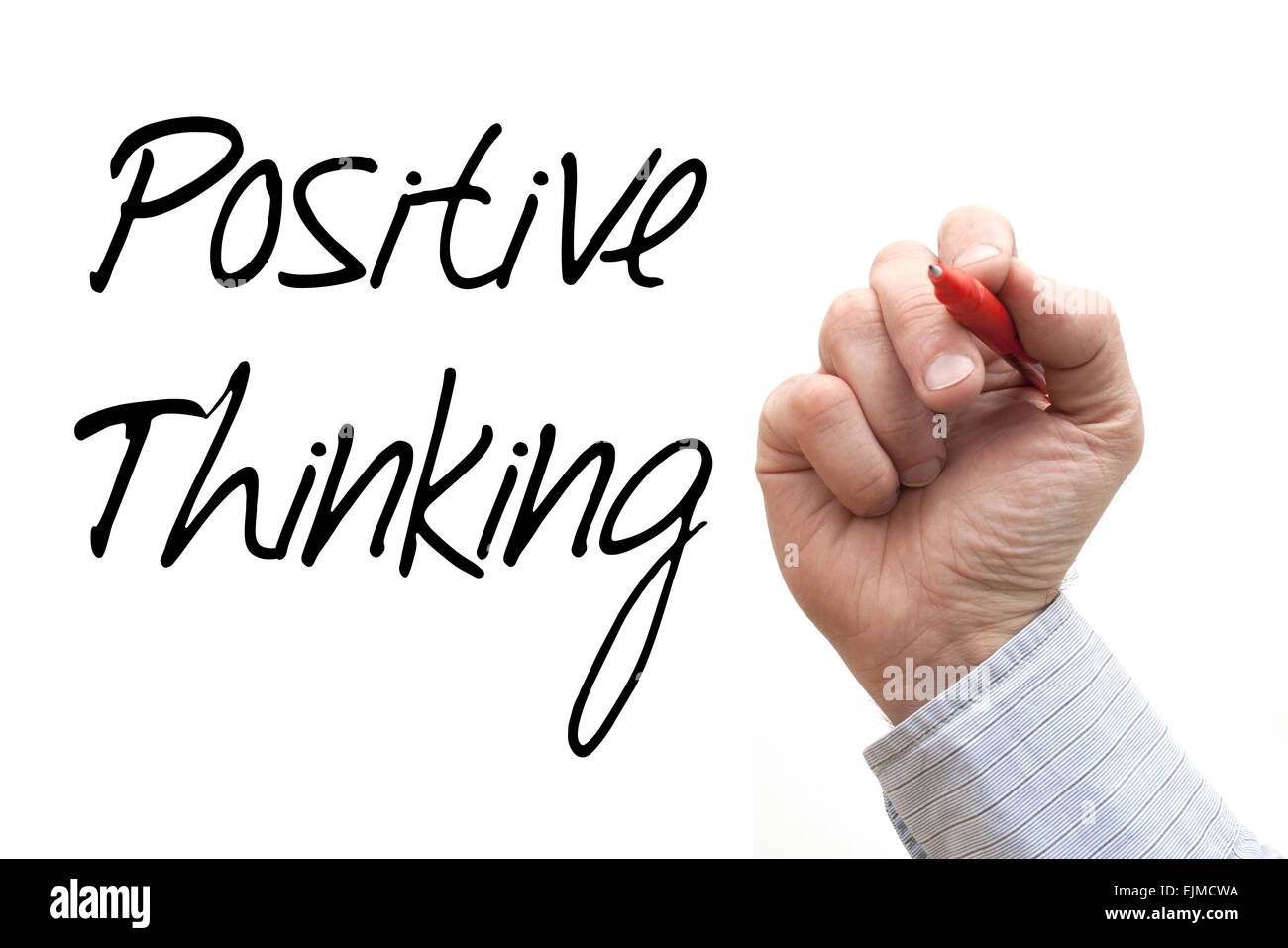 Ein Foto / Illustration einer Hand schreiben 'Positiven Denkens' Stockfoto