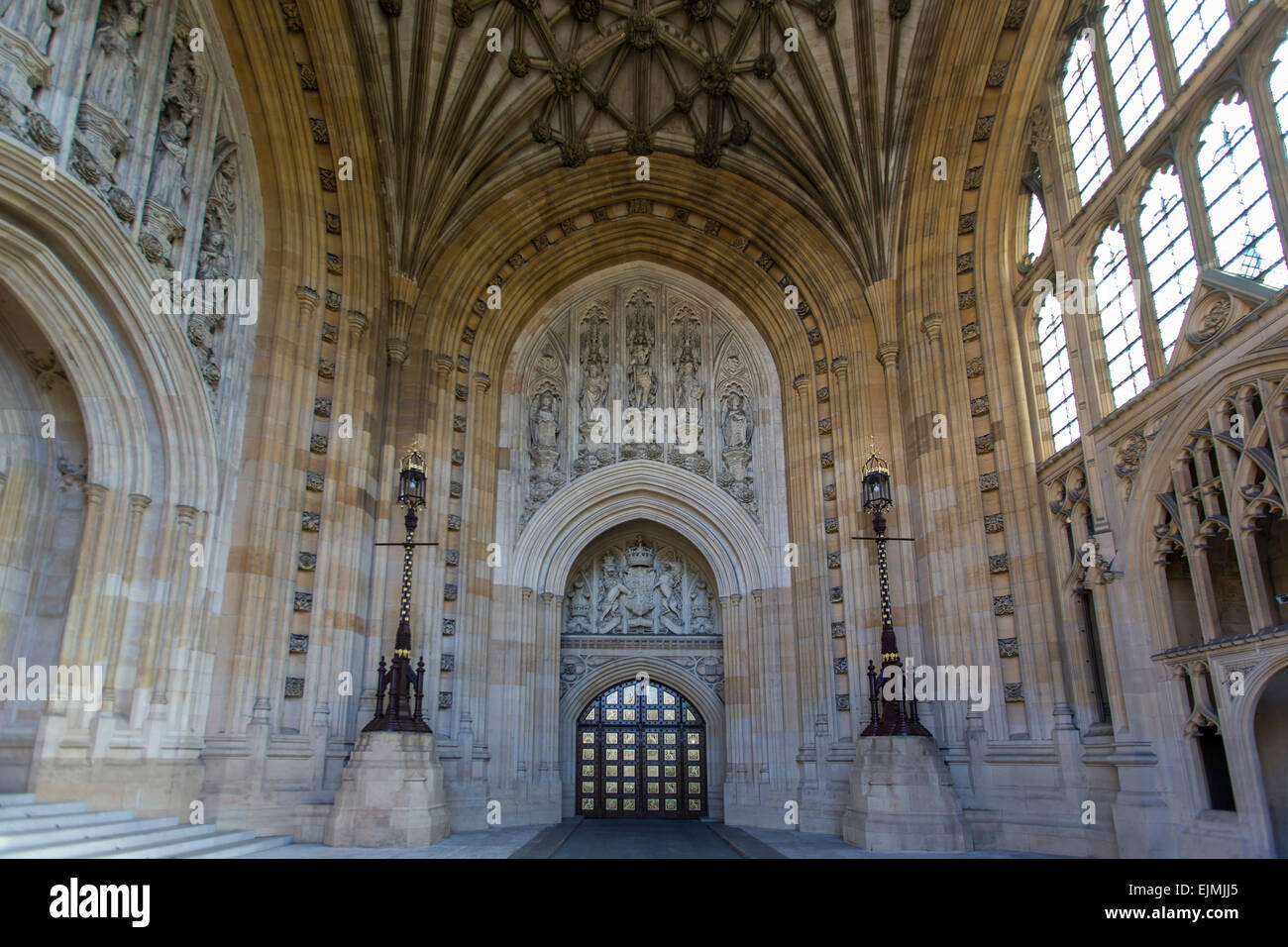 Souverän ist Eingang, Westminster-Palast, London Stockfoto