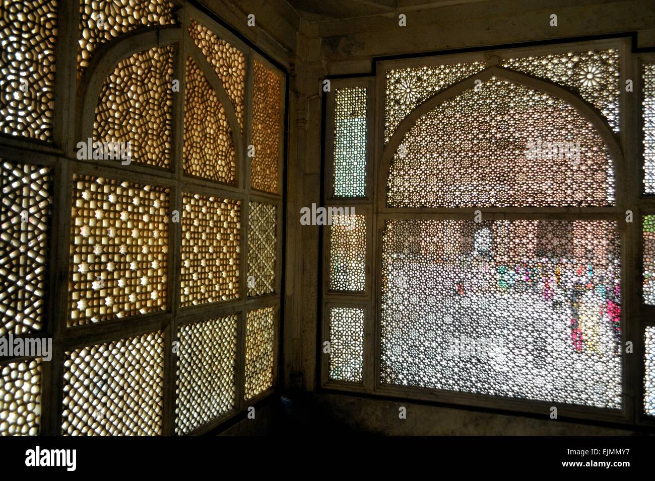 Muslimische Marmor Grab des Mughal Shaikh, Fatehpur Sikri, Indien Stockfoto