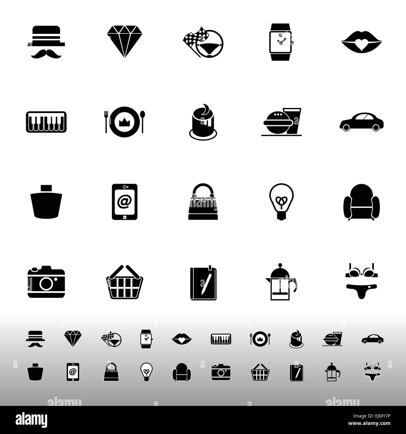 Kaufhaus-Artikel-Kategorie-Icons auf weißem Hintergrund, Lager Vektor Stock Vektor