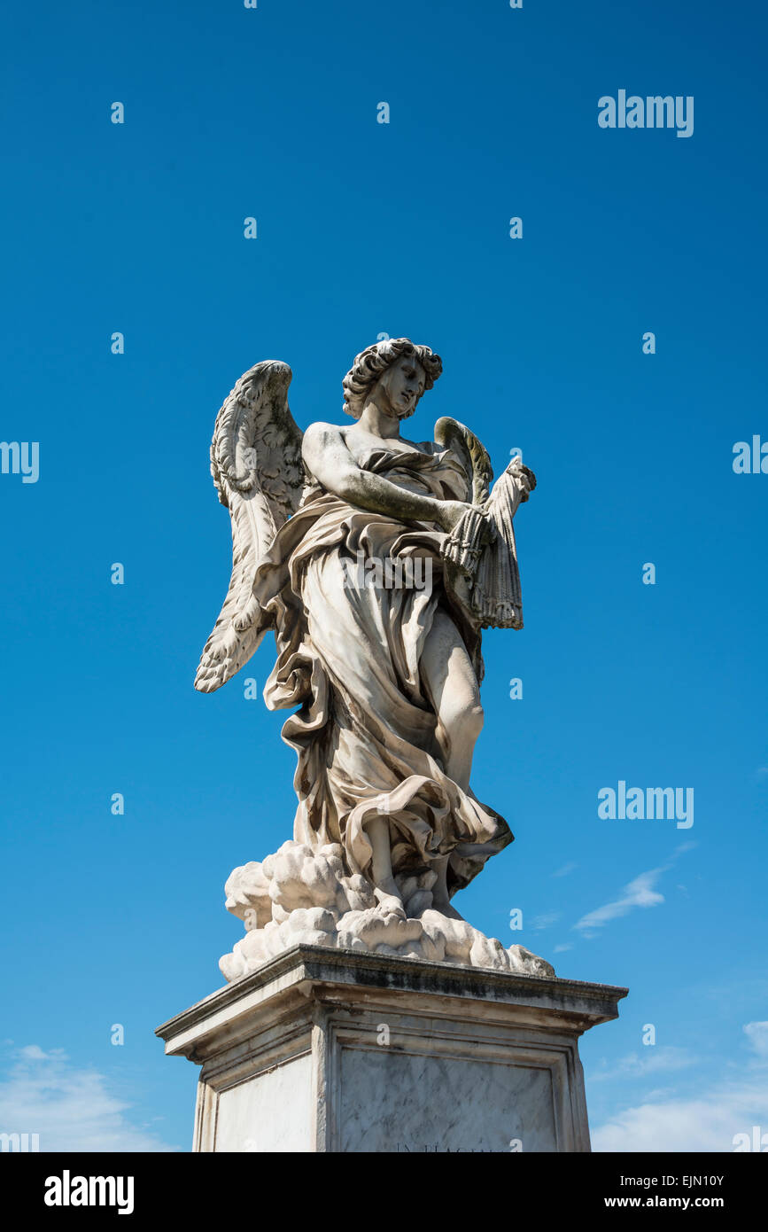 Statue des Engels, Engel-Brücke, Castel Sant'Angelo, Rom, Latium, Italien Stockfoto
