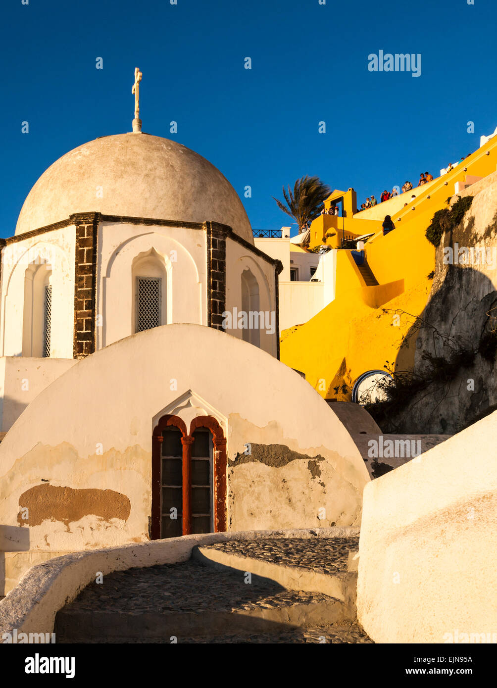 Eine alte vernachlässigt leer Kirche, Fira, Santorini (Thera), Griechenland. Stockfoto