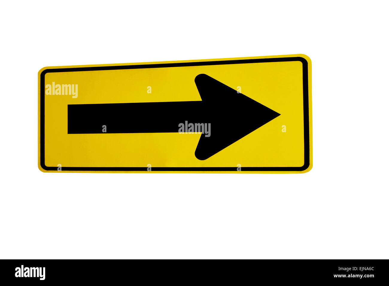 Direktionale Straßenschild auf rechts gelb Stockfoto