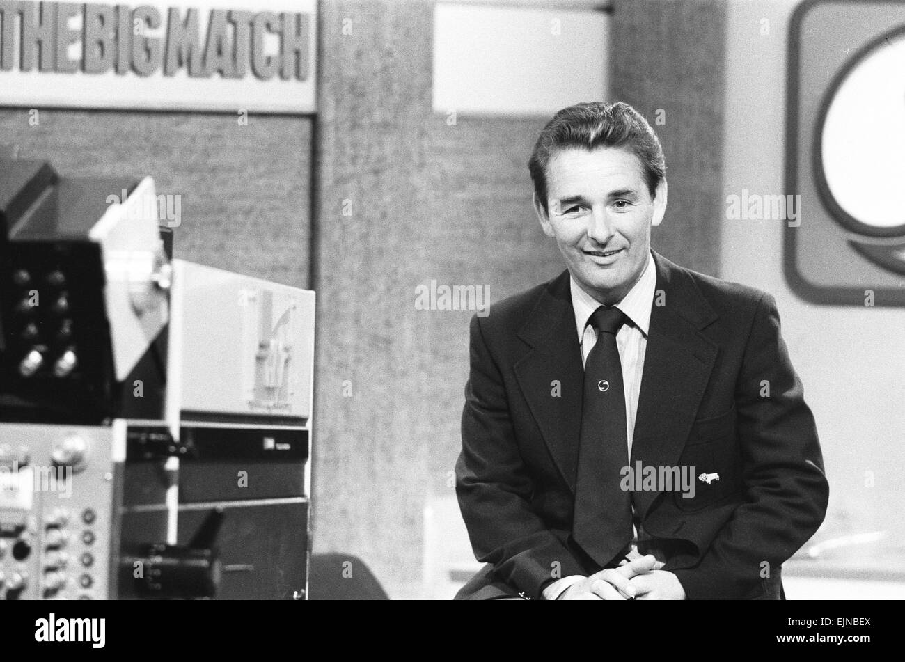 Derby County-Manager Brian Clough hier bei den Proben als Fußball-Experte auf dem ITV Big Match-Programm zu sehen. Stockfoto