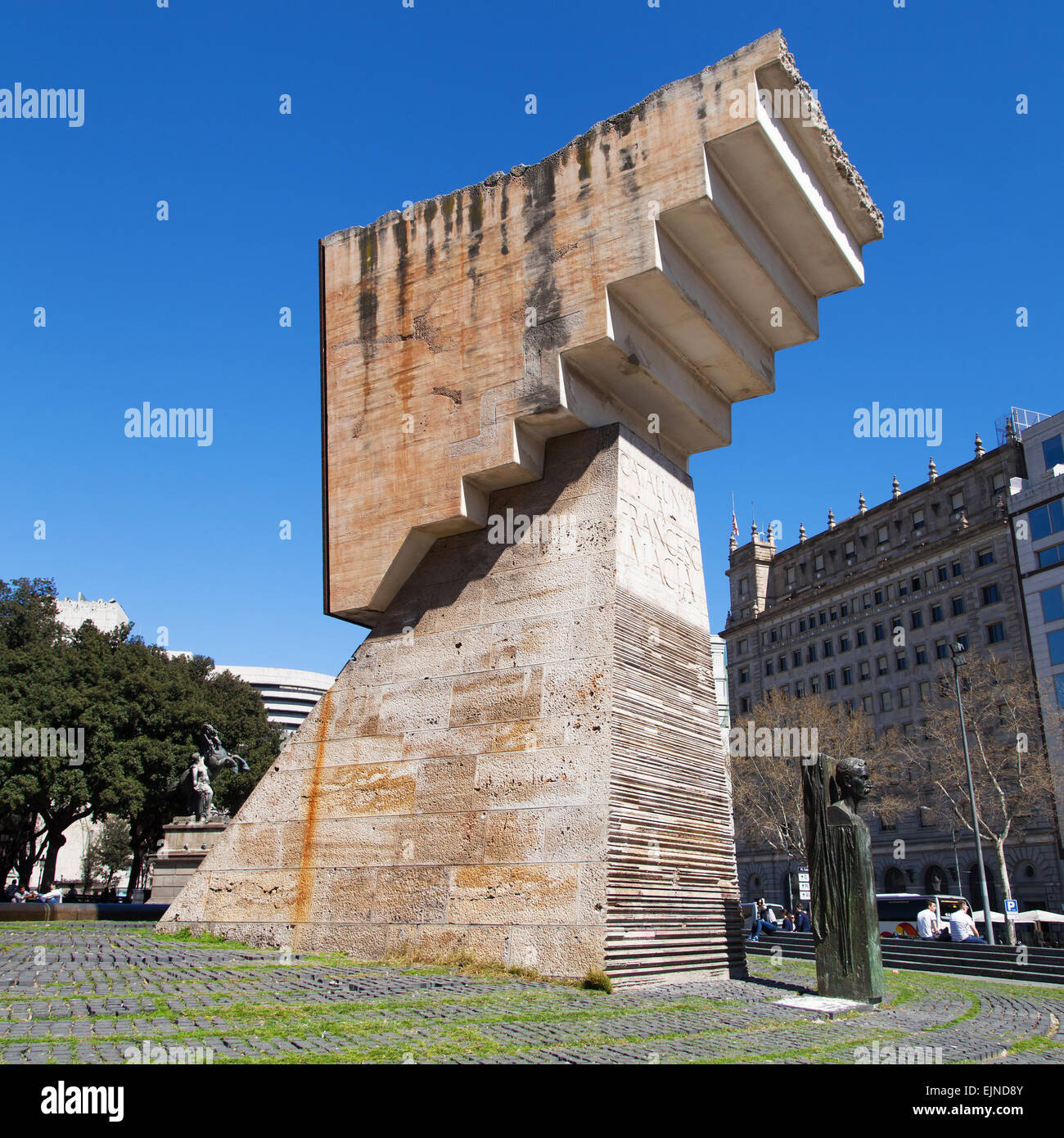 Denkmal für Francesc Macia in Barcelona, Spanien. Stockfoto