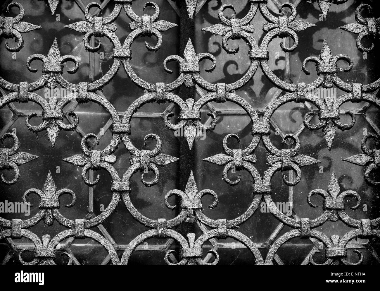 Murano, Italien-Venedig-Sicherheitsfenster bars dekorative BW Stockfoto