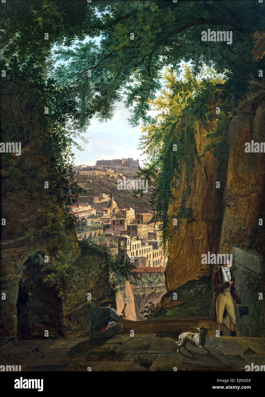 Blick von Vergils Grab über die Stadt Neapel mit dem Castel Sant Elmo 1818 Franz Ludwig Catel 1778 – 1856 deutscher Maler. Er lebte die meiste Zeit seiner Karriere in Rom. Stockfoto