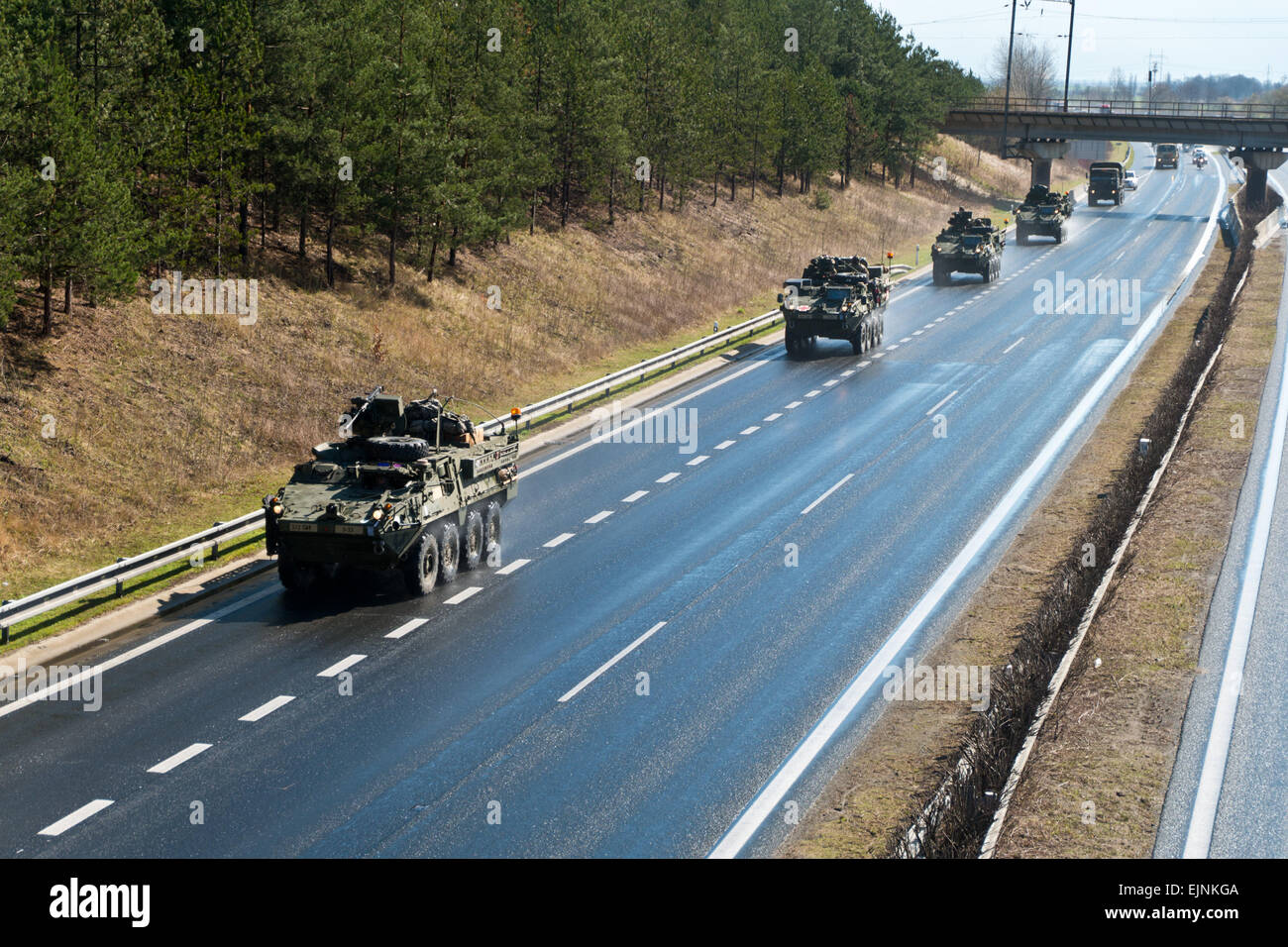 Demonstration der US-Armee 30. März 2015 in der Tschechischen Republik. Schützenpanzer Stryker Stockfoto