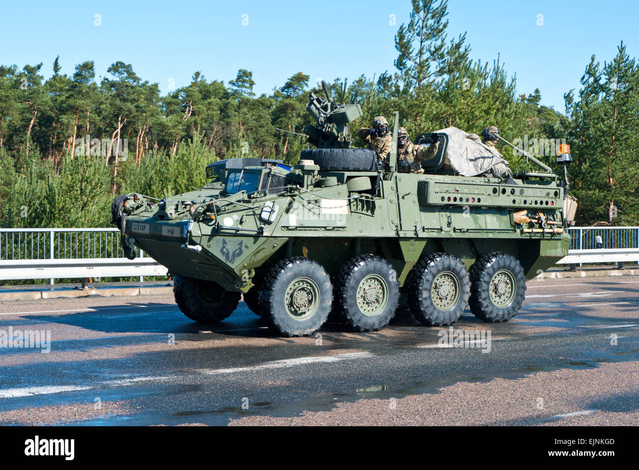 Demonstration der US-Armee 30. März 2015 in der Tschechischen Republik. Schützenpanzer Stryker Stockfoto