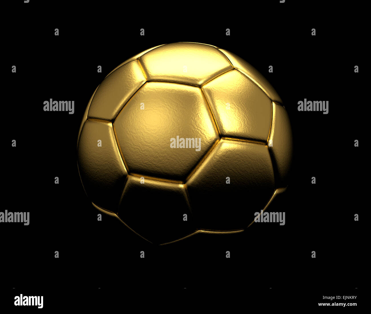 Gold Fußball auf schwarzem Hintergrund isoliert Stockfoto