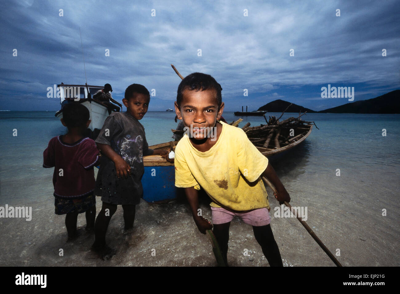 Lokalen Dorfkinder. Yaqeta Island. Yasawa-Gruppe. Fidschi-Inseln. Pazifik Stockfoto