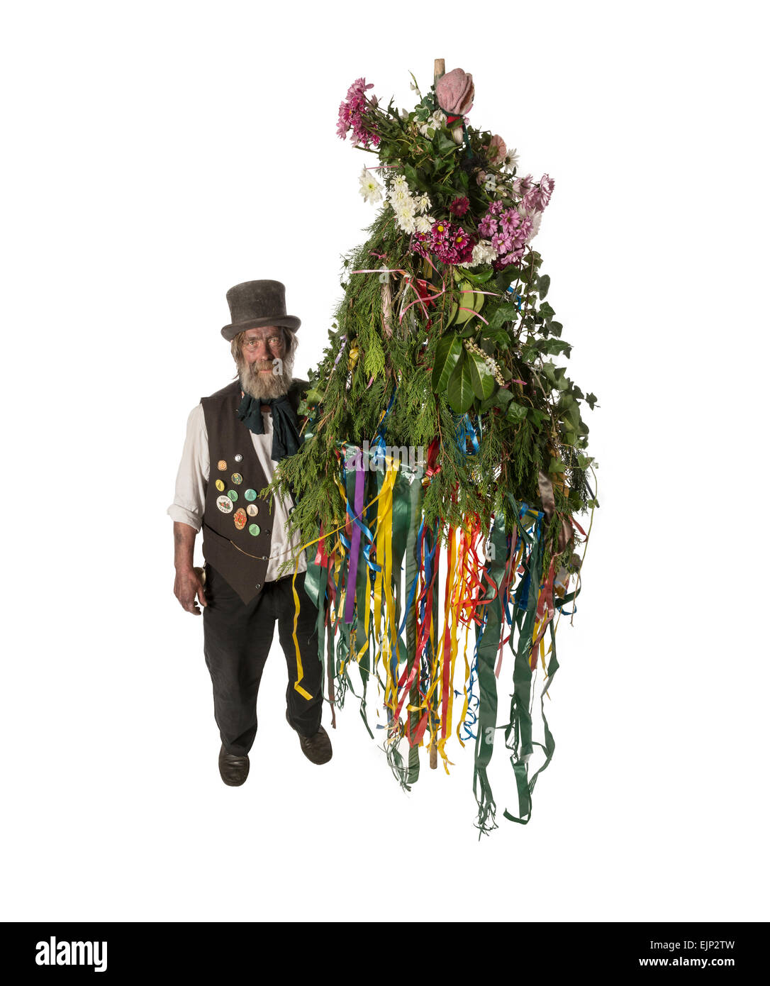 Kostümierte Teilnehmer an der Hastings traditionelle Jack im Grünen Festival. East Sussex. England. Großbritannien Stockfoto