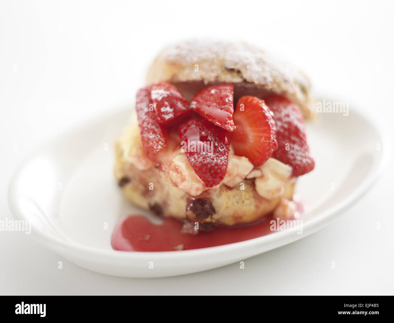 Erdbeere und Cream Scone Stockfoto