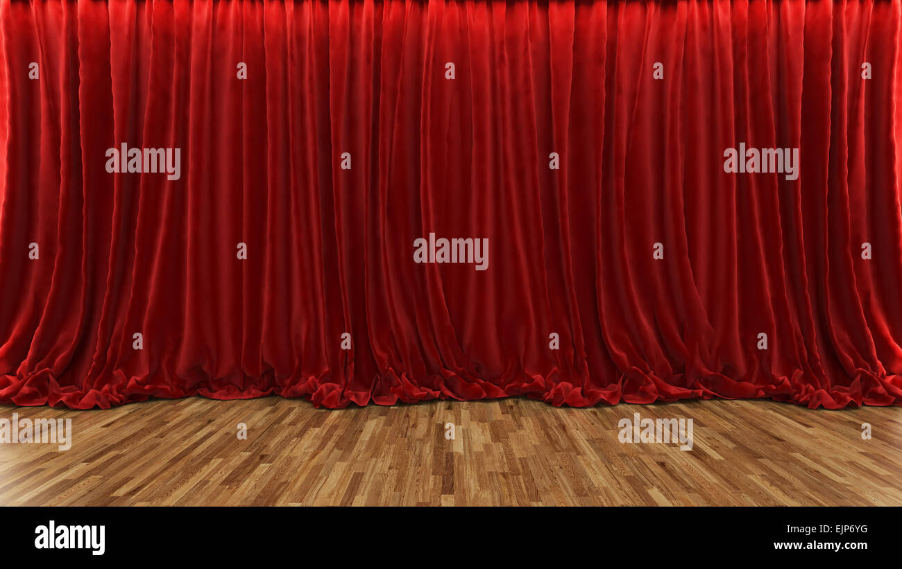3d Rendering Rote Theater Und Kino Vorhang Mit Parkettboden Stockfotografie Alamy