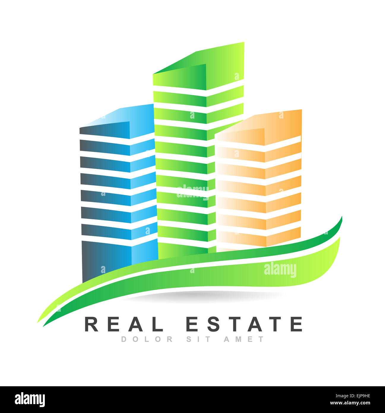 Vektor Vorlage eines farbigen 3d Immobilien Logo Vektors Stockfoto