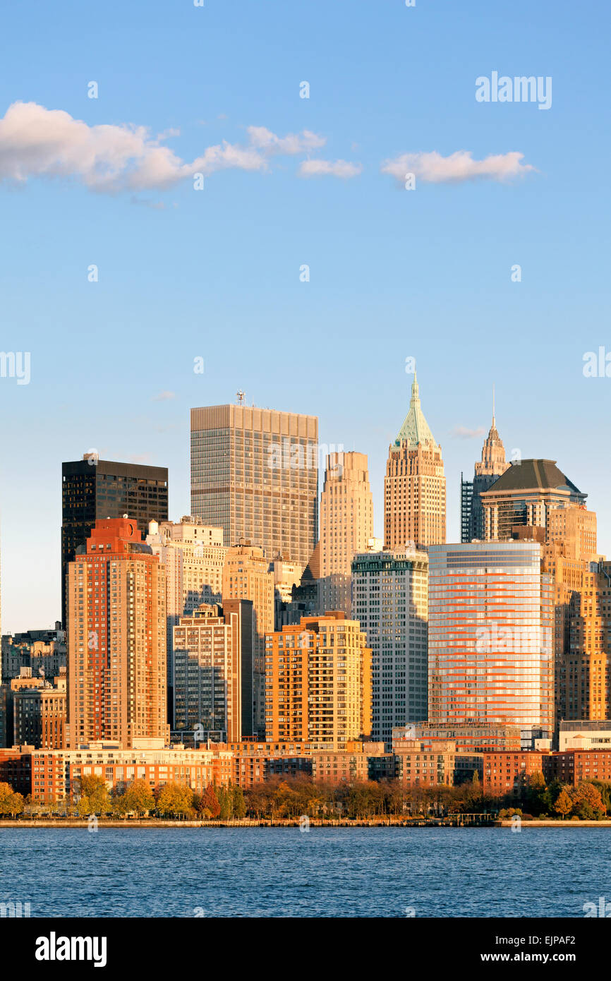 Downtown Manhattan über den Hudson River, New York, Manhattan, Vereinigte Staaten von Amerika Stockfoto