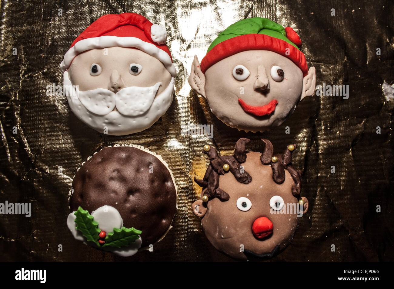Weihnachten-Cupcakes Stockfoto