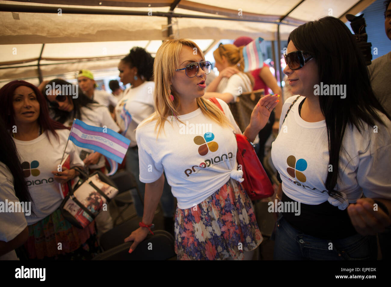 Mexico City, Mexiko. 30. März 2015. Transgender-Personen nehmen Teil an der ersten nationalen Transgender-Tagung in der historischen Mitte, in Mexiko-Stadt, Hauptstadt von Mexiko, am 30. März 2015. Bildnachweis: Pedro Mera/Xinhua/Alamy Live-Nachrichten Stockfoto