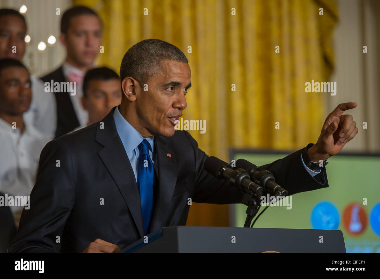 Washington DC, 23. März 2015: US-Präsident Barack Obama liefert Hinweise auf die USA & Engineering Science Festival ist eine Wissenschaft Stockfoto