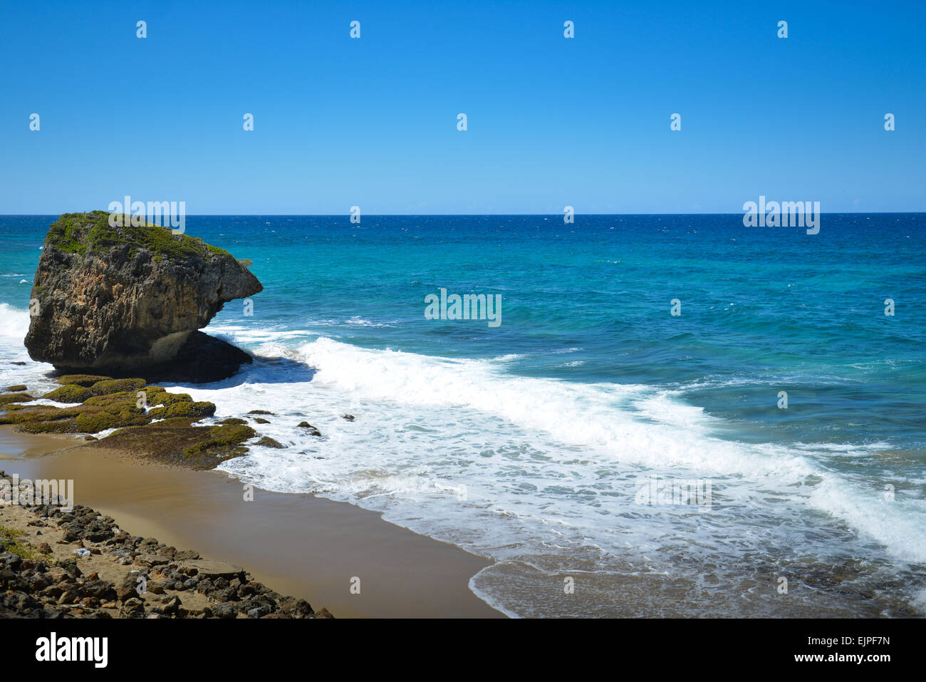 Felsformation am Guajataca Strand. Isabela, Puerto Rico. US-Territorium. Karibik-Insel. Stockfoto