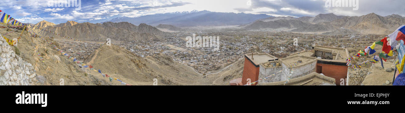 Malerischen Panoramablick von der Klosteranlage Leh in Ladakh, Indien Stockfoto