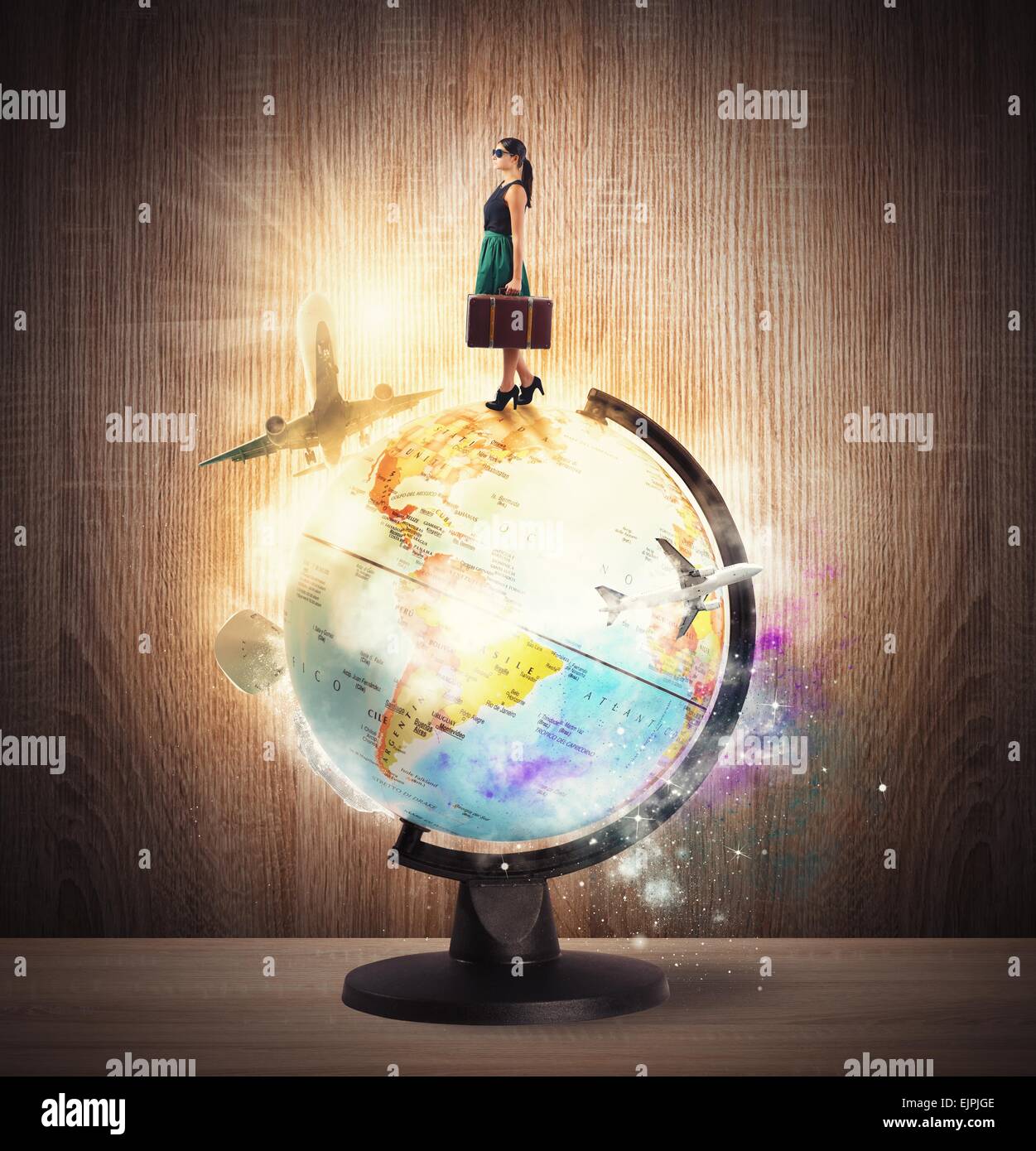 Drehen auf der ganzen Welt Stockfoto