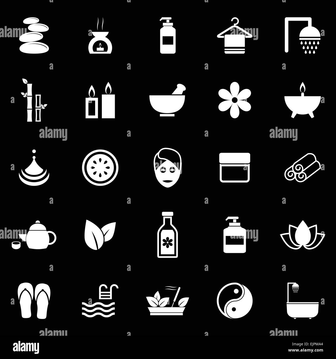 Spa-Symbole auf schwarzem Hintergrund, Lager Vektor Stock Vektor