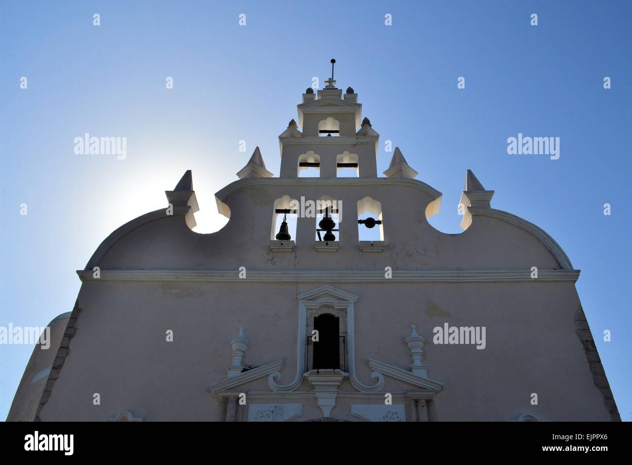 Kolonialen weißen gewaschen Kirche, Merida, Yucatan, Mexiko Stockfoto