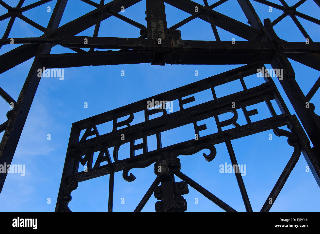 Dachau, in der Nähe von München, Dachau, Gedenkstätte, Haupttor, Bayern, Deutschland, Europa. Stockfoto