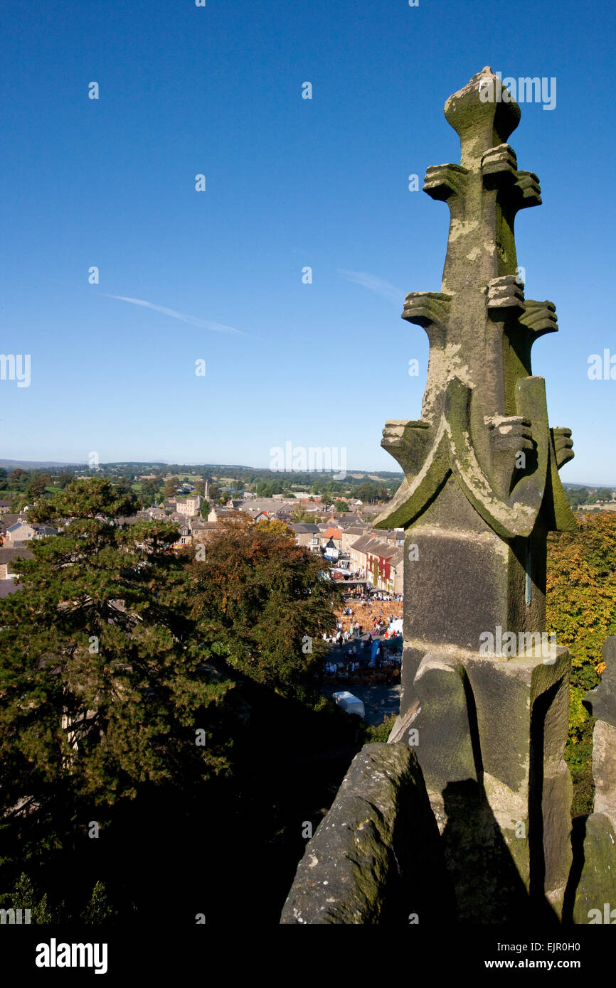 Blick auf Masham von St Mary's Church, North Yorkshire, England, Großbritannien Stockfoto
