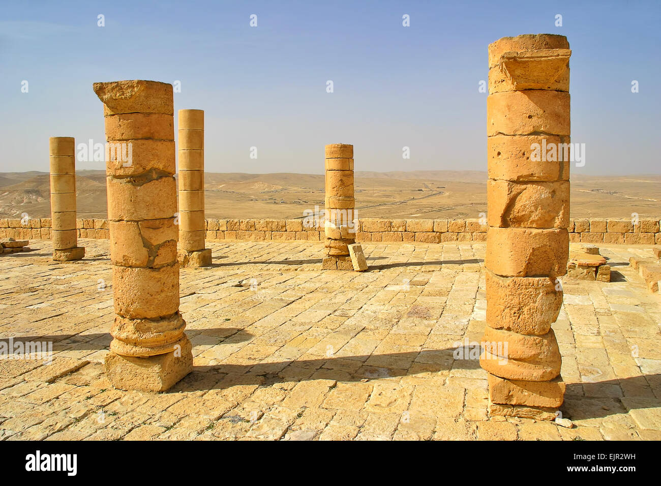 Ruinen von Avdat - alte Stadt gegründet und bewohnt von Nabatäern in der Wüste Negev in Israel. Stockfoto