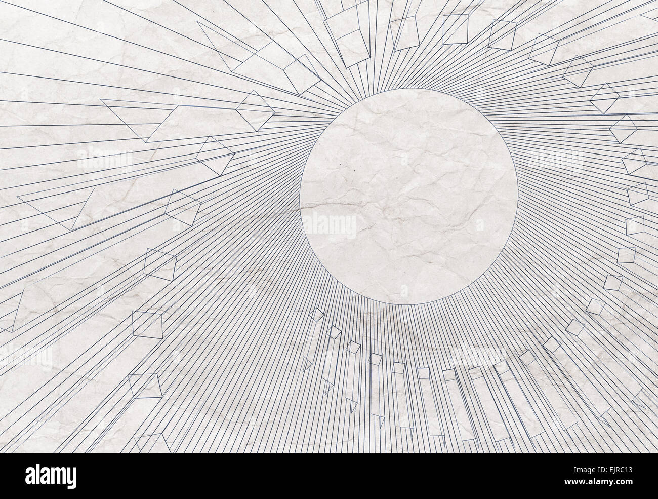 Abstrakte digitale 3d Illustration mit schwarzen Drahtrahmen Helixstruktur auf alten Papierstruktur Stockfoto