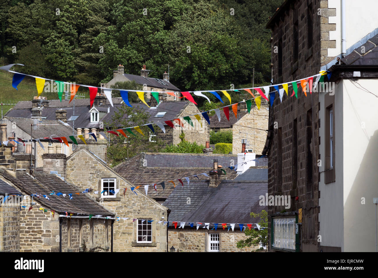 Häuser im Dorf Eyam Derbyshire England Stockfoto