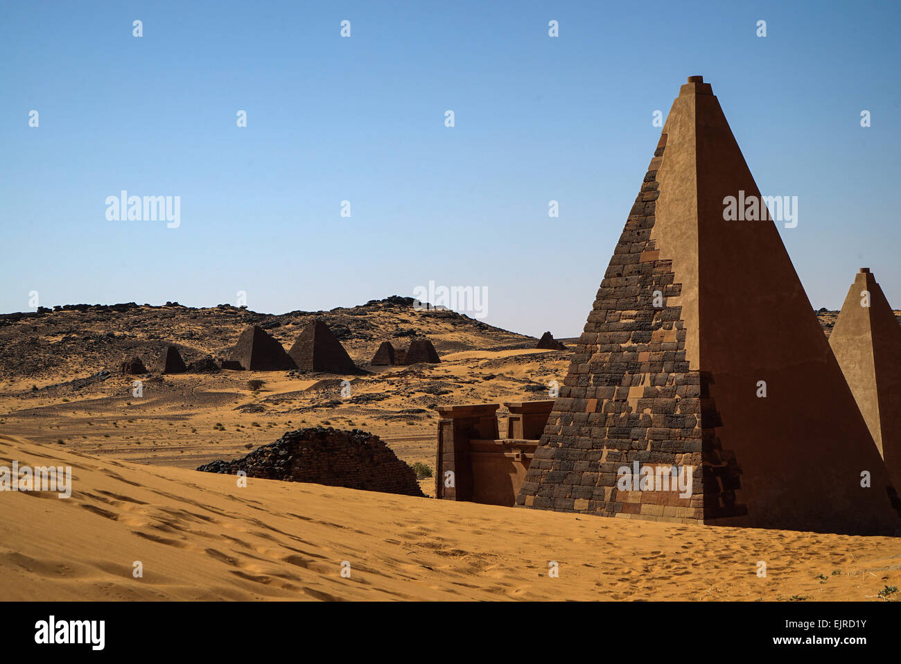 Die nubischen Meroe-Pyramiden von Sudan Stockfoto