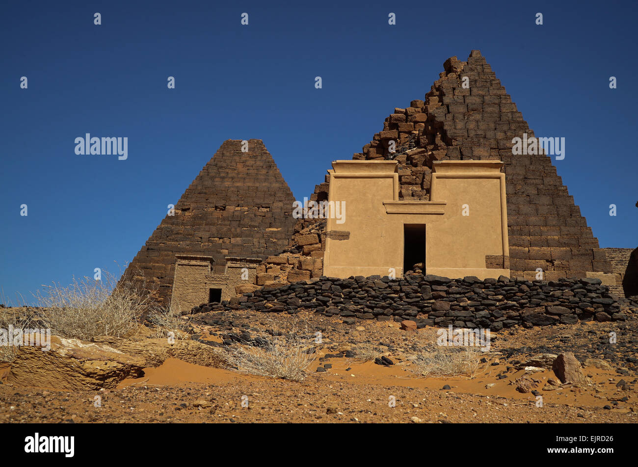 Die nubischen Meroe-Pyramiden im Sudan Stockfoto