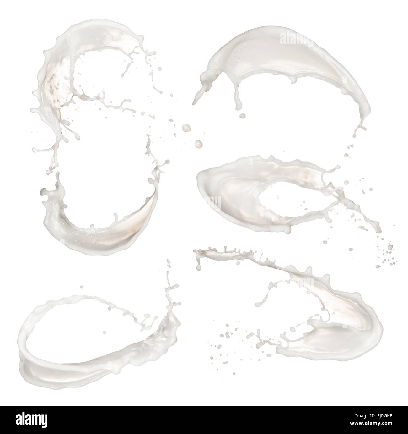 Studio-Aufnahmen von Milch spritzt isolierten auf weißen Hintergrund Stockfoto