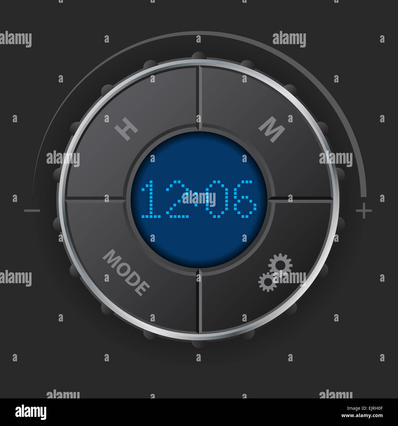 Digitaluhr mit blauer lcd und Tasten für Armaturenbrett einstellen Stockfoto
