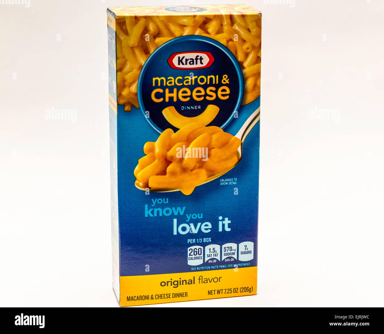 Kraft Makkaroni und Käse Feld Zeichen logo Stockfotografie - Alamy