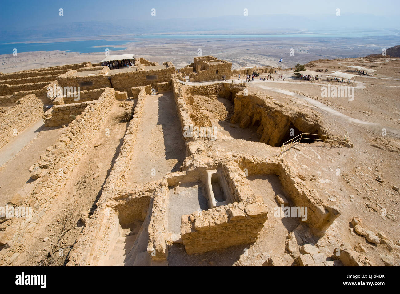 Ruinen auf dem Felsen Masada in Israel Stockfoto